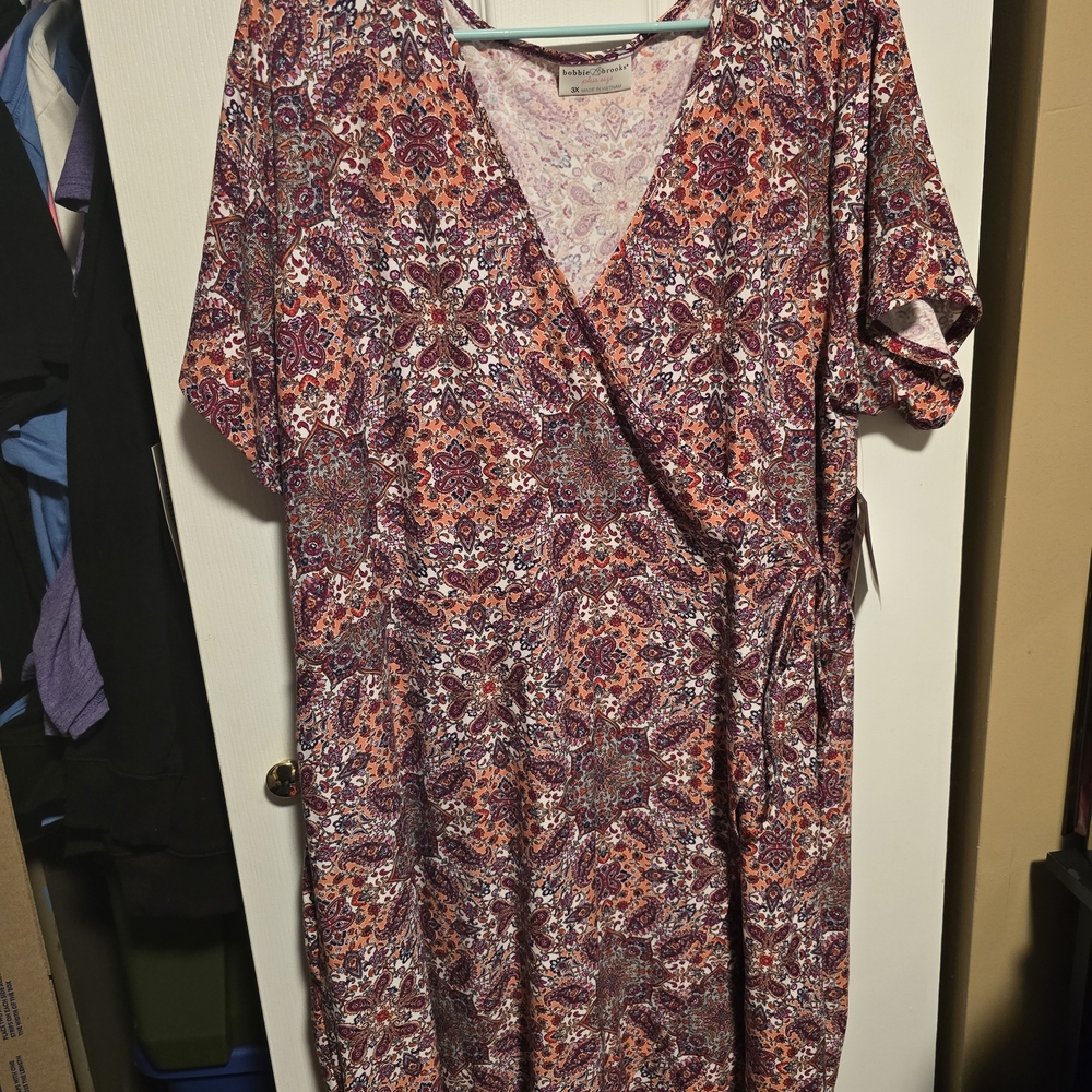 Floral Wrap Dress in Red and Purple